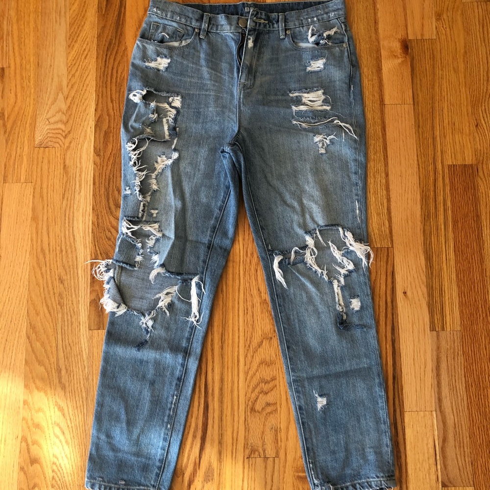 Ripped blue jeans